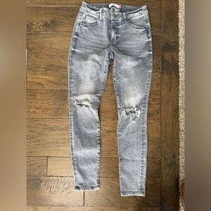 CAbi Gray Distressed Skinny Jeans